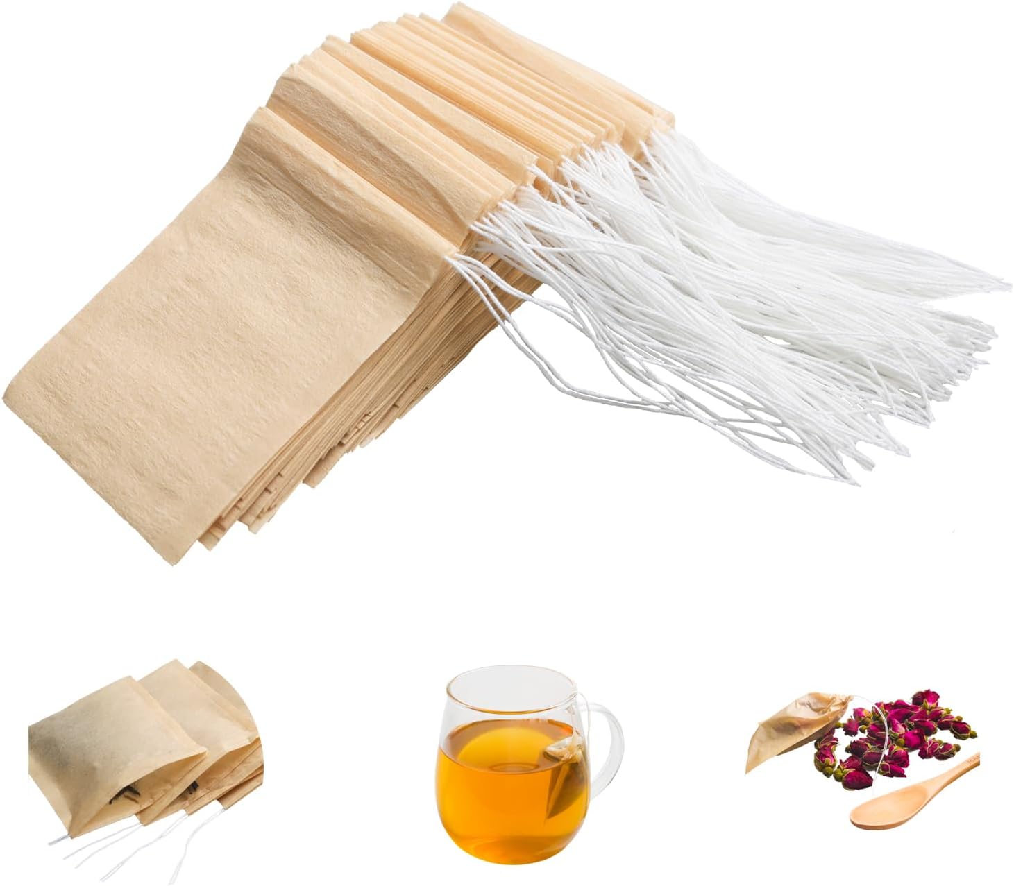 Disposable Natural Tea Filter Bags – 100% Unbleached Paper (100 pcs)