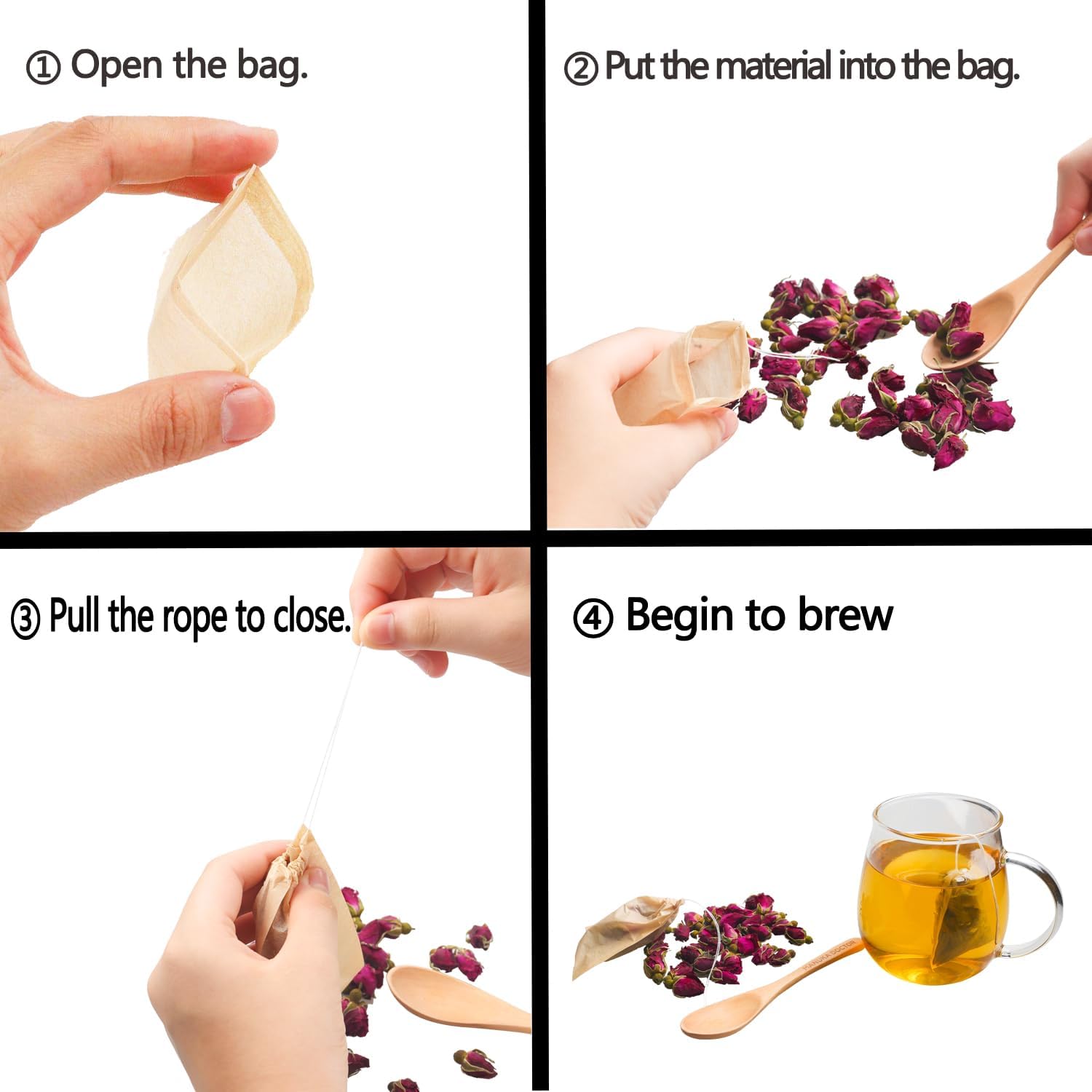 Disposable Natural Tea Filter Bags – 100% Unbleached Paper (100 pcs)